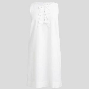 J. Crew Dress Bow Linen White Shift Size Large • NEW WITH TAGS •